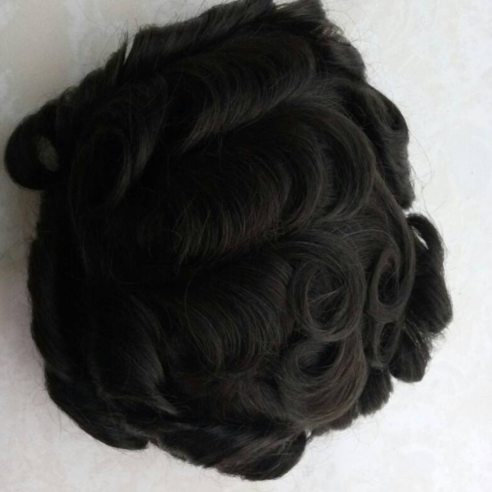 Stock unvisible Ultra thin skin 0.02-0.03mm v loop hair toupee for men QM055